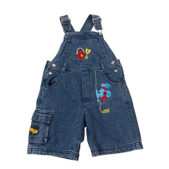 Nickelodeon Blues Clues Y2k Embroidered Denim Toddler Boys 5T Overalls Vintage - Picture 1 of 8